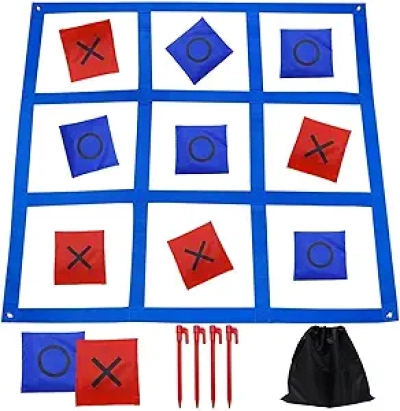 Jeu de Morpion Géant 4x4 avec Sacs de Haricots - Jeu Extérieur Famille