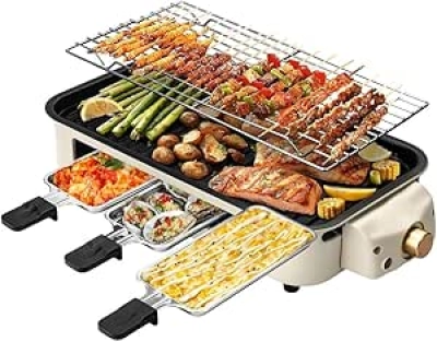 Gril électrique 2-en-1 OVENTE 1500W sans fumée - Raclette et BBQ coréen