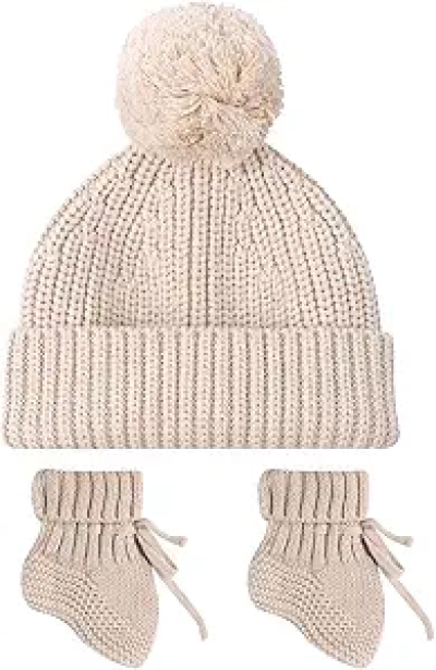 Ensemble Chaussons et Bonnet Bébé Tricotés à la Main 0-6 Mois | Cosy Handmade