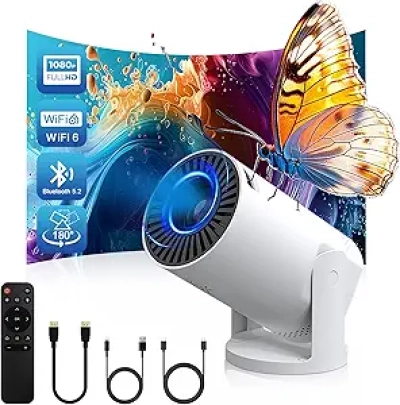 Vidéoprojecteur Portable WiFi 6 4K 1080P - Mini Projecteur 180° Rotatif