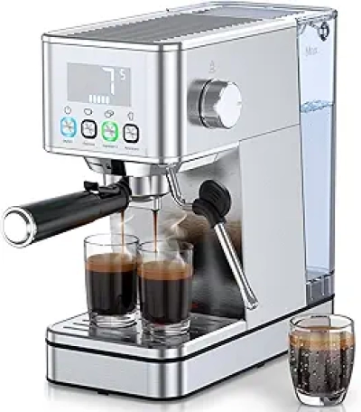 Machine à Espresso 20 Bar Professionnelle - Inox Compact avec Mousseur Vapeur 2025