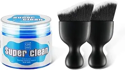 Kit Nettoyage Voiture SINGARO - Gel Nettoyant + 2 Brosses Intérieur Auto