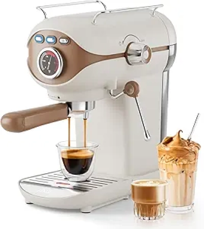 Machine à Espresso 20 Bar Professionnelle avec Mousseur à Lait - Blanche