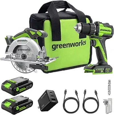 Kit Perceuse Visseuse + Scie Circulaire 24V Greenworks Brushless