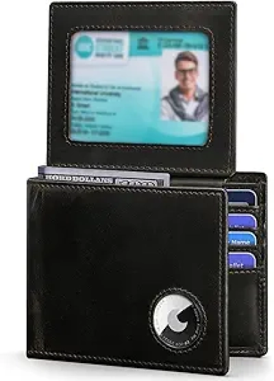 Portefeuille Homme Cuir Véritable avec Support AirTag | RFID