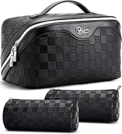 Trousse Maquillage Voyage Femme 3 Pièces - Cuir Vegan Imperméable