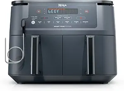 Friteuse Ninja Air Fryer DZ550GY 10L - 2 Paniers Indépendants avec Thermomètre Connecté