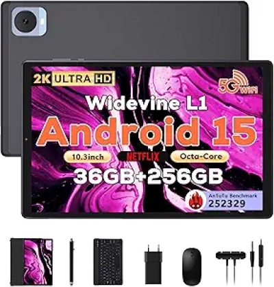 Tablette Android 15 10.4" 2K - 36GB RAM + Clavier Souris Stylus Inclus