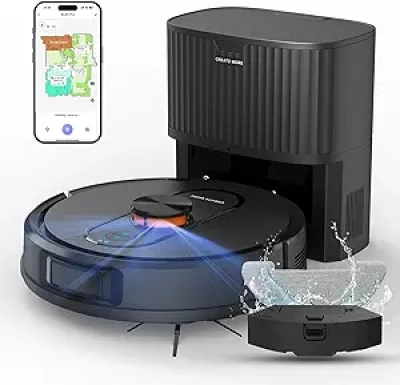 Robot Aspirateur et Laveur avec Bac Auto-Videur 90 Jours - 5000Pa LiDAR