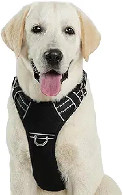 Harnais anti-traction chien grand format avec bandes réfléchissantes - Confortable et sans étranglement
