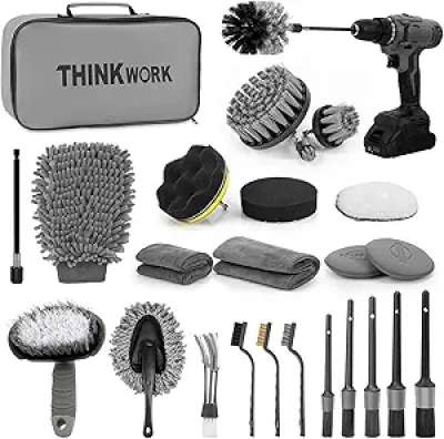 Kit Detailing Auto THINKWORK 27 Pièces - Brosses Perceuse Professionnelles