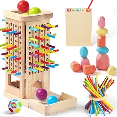 Jeu Montessori en Bois - Jouet Motricité Fine 3-8 ans