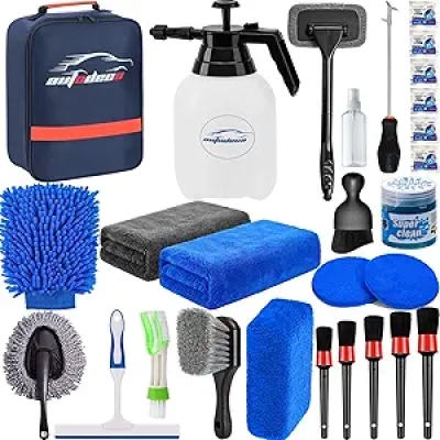 Kit Détailing Voiture 28 Pièces AUTODECO - Nettoyage Complet Intérieur/Extérieur