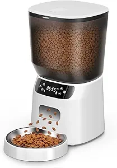 Distributeur Automatique Croquettes Chat - Gamelle Inox, 6 Repas/Jour
