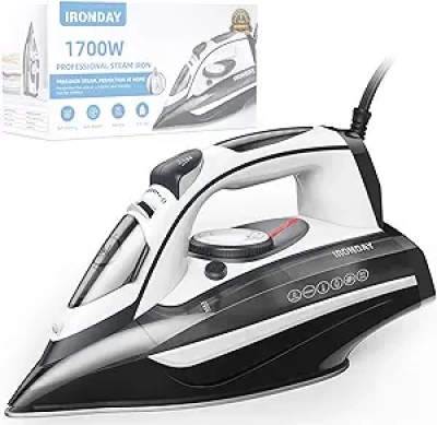 Fer à Repasser Vapeur 1700W - Chauffage 20s, Réservoir 400ml, Semelle Céramique