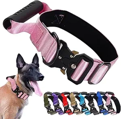 Collier Tactique Chien Robuste - Collier Militaire avec Poignée et Boucle Métal