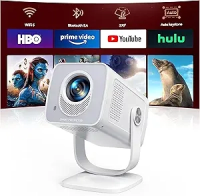 Mini Projecteur WiFi 6 4K 1080P Android 13 - Portable 270° avec Bluetooth 5.4