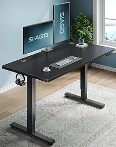 Bureau Assis-Debout Électrique SIAGO 48x24 - Réglable en Hauteur avec 3 Mémoires Prédéfinies