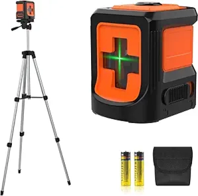 Niveau Laser Vert Croix avec Trépied LP LEIPOR - Auto-nivelant pour Bricolage