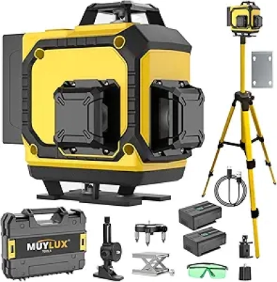 Niveau Laser 16 Lignes 360° avec Trépied 1M - Laser Vert Auto-nivelant