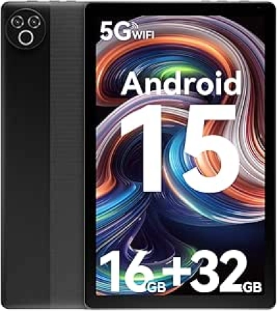 Tablette 10 Pouces Android 15 - 16GB RAM, 32GB ROM, WiFi 6, Batterie 5000mAh