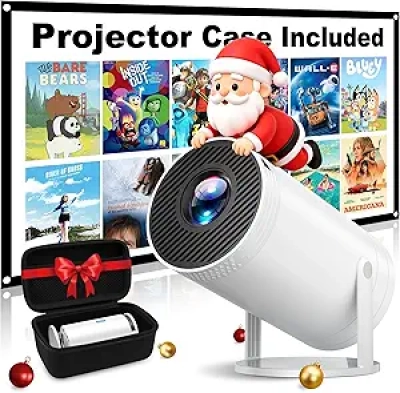 Mini Projecteur 1080P Portable avec Étui - 4K, 270° Rotatif