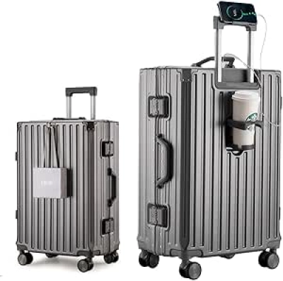 Valise Cabine 20" HotWay - Coque Rigide PC, Port USB et Porte-gobelet