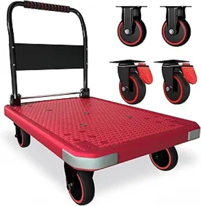 Chariot de Transport Pliable 880 kg avec Freins - Rose