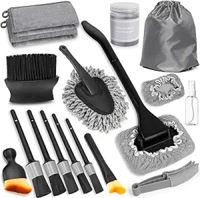 Kit Nettoyage Intérieur Auto 18 Pièces avec Brosse Pare-brise