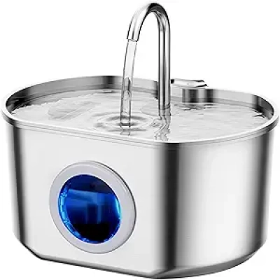 Fontaine à Eau pour Chat Inox 2.2L - Distributeur Automatique Silencieux