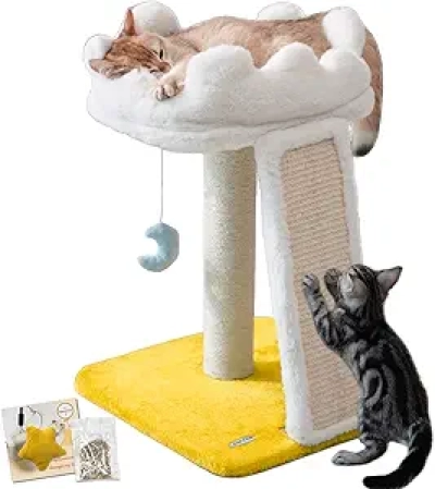 Arbre à Chat Nuage Compact 22cm - Griffoir Sisal + Lit Douillet