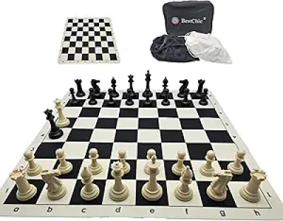 Jeu d'échecs de voyage 20'' pliable en silicone - Pièces 4" pour adultes et enfants