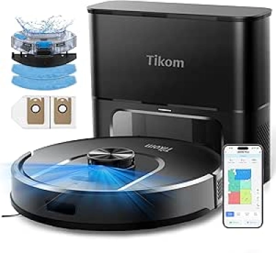 Robot Aspirateur Laveur Tikom L8000 Plus - 6000Pa, Vidage Automatique 90 Jours