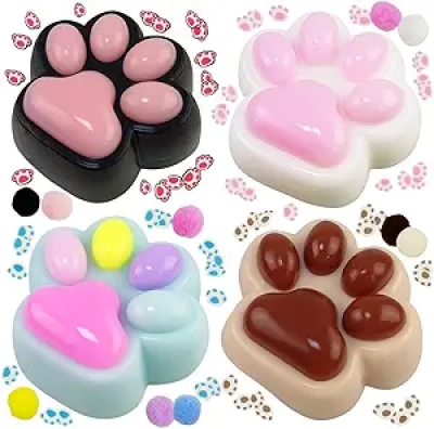 4 Pack Jouets Antistress Pattes de Chat - Squishy Sensoriels pour Enfants
