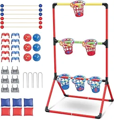 Jeu de Jardin 3-en-1 Adultes Enfants - Cornhole Lumineux, Ladder Ball et Jeu de Sacs