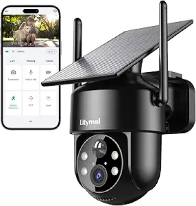 Caméra de Surveillance Solaire 2K WiFi 360° avec Vision Nocturne - Extérieur