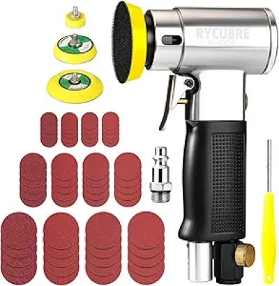 Ponceuse Orbitale Pneumatique 3 en 1 - 60 Disques Abrasifs Inclus