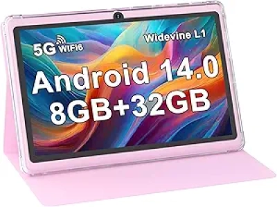 Tablette Android 14 7 pouces 8GB RAM 32GB - WiFi 6 5G Rose