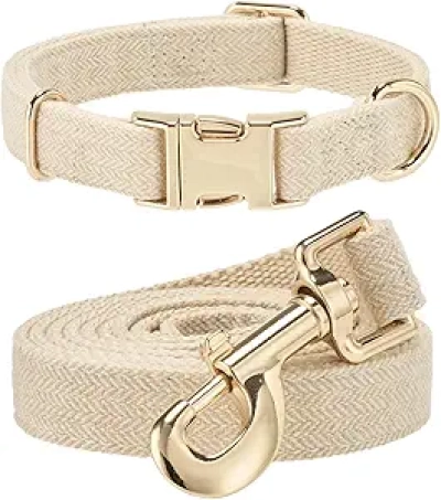 Collier et Laisse pour Chien Ajustable en Chanvre - Petit, Moyen, Grand Chien