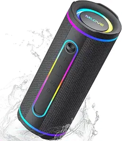 MLOVE E80 Enceinte Bluetooth Portable 30W Waterproof IPX7 avec Lights LED