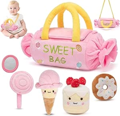 Jouet Sensoriel Bébé 6-12 Mois - Sac Bonbons Montessori avec 5 Jouets