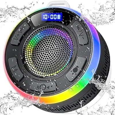 Enceinte Bluetooth Étanche IPX7 pour Douche - Haut-parleur Portable 360° avec Ventouse