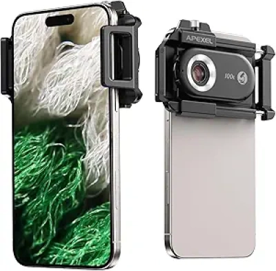 Microscope pour Téléphone 100X APEXEL - Objectif Macro avec LED et Filtre CPL