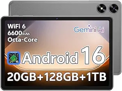 Tablette Android 16 - 10.1 pouces, 20GB RAM, 128GB ROM, WiFi 6
