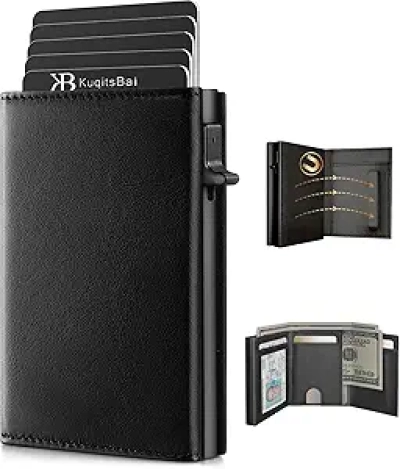 Portefeuille Homme Compact avec Porte-Cartes Pop-Up et Protection RFID