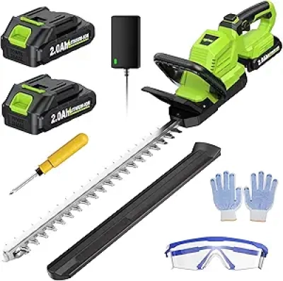 Taille-haie sans fil 20" - Moteur 3000RPM + 2 batteries 2.0Ah rechargeables