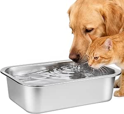 Gamelle Chien Inox 3.2L - Bol Eau & Nourriture Anti-Renversement