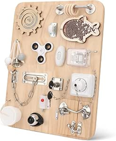 Tableau d'Activités Montessori en Bois - Jouet Sensoriel Enfant