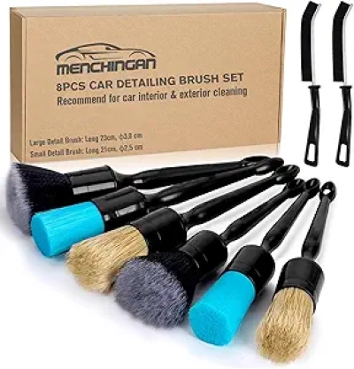 Kit Brosses Détailing Auto 8 Pièces - Nettoyage Intérieur & Extérieur Voiture