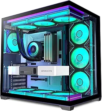 Boîtier PC Gaming H09 Mid-Tower avec 9 Ventilateurs ARGB PWM - Verre Teinté Panoramique